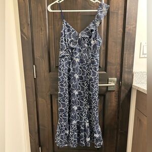 Lulu's Navy and White Floral Midi Dress